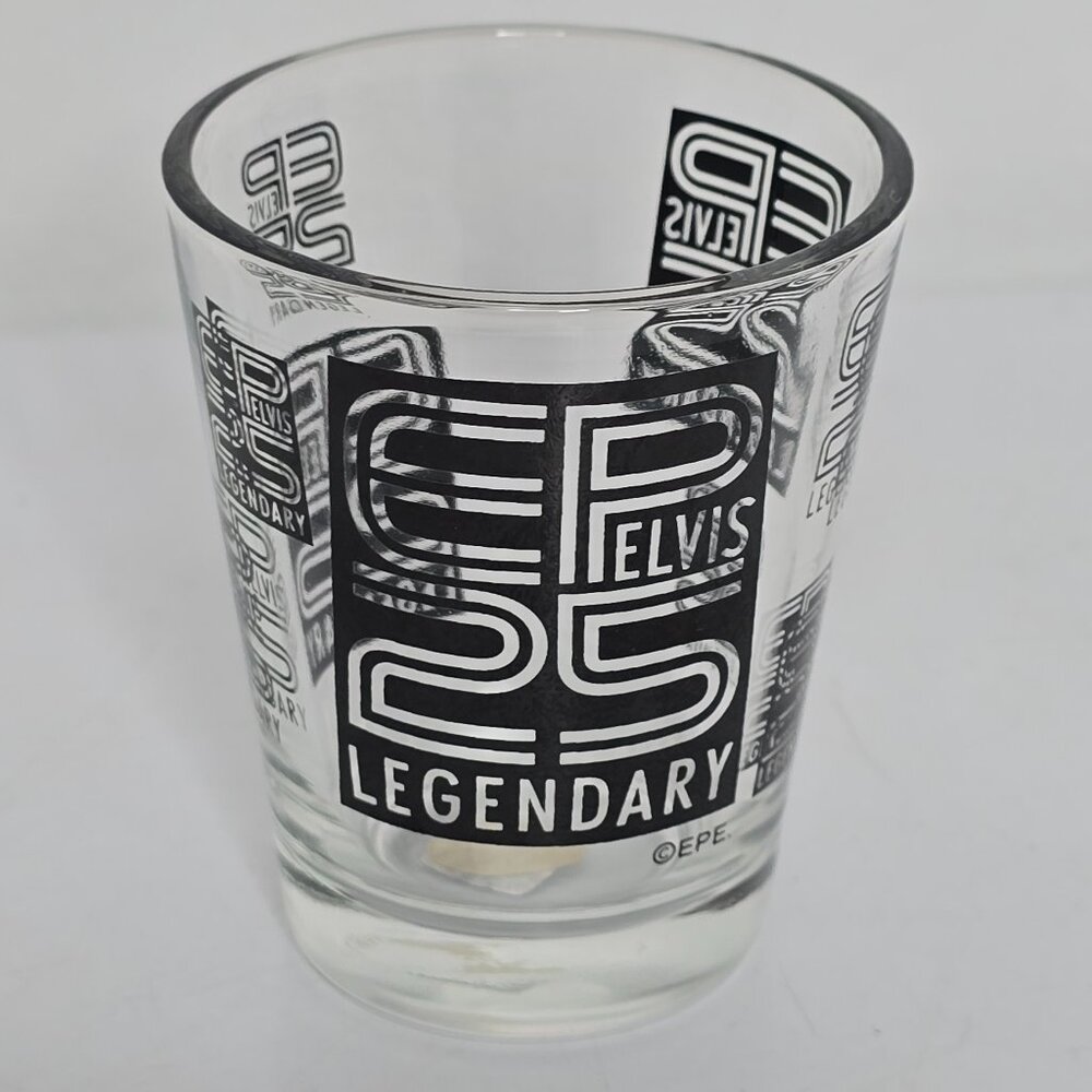 Elvis Presley Legendary 25th Anniversary Glass Souvenir Shot Glass‎ EPE Bar Ware